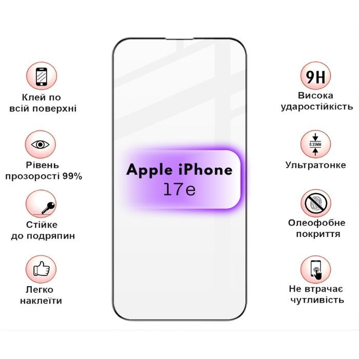 Скло захисне BeCover Apple iPhone 17e Black (715141) зображення 3
