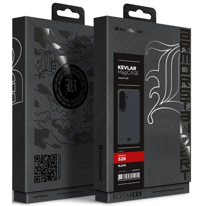Чехол для мобильного телефона Armorstandart BlackIcon Aramid Twill MagCase Samsung S26 Black (ARM90145) изображение 2
