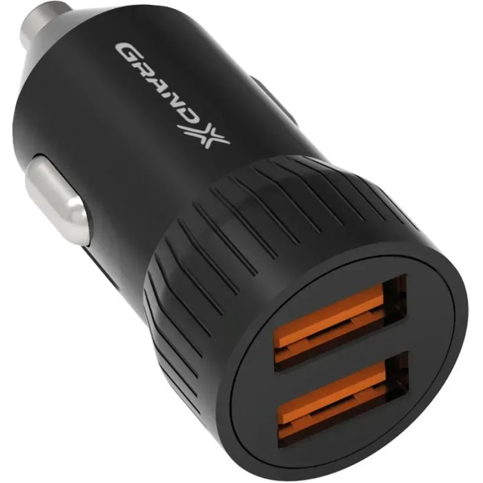Зарядное устройство Grand-X 1xUSB 2.4A car adapter black (CH-20B)