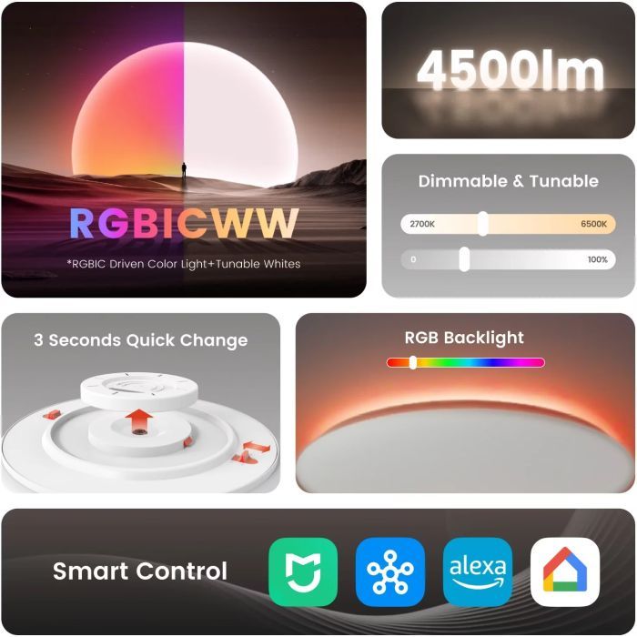 Светильник Yeelight Arwen Ceiling Light 500D RGBIC+Quick Change+Back light (YLXDD-0149) изображение 4