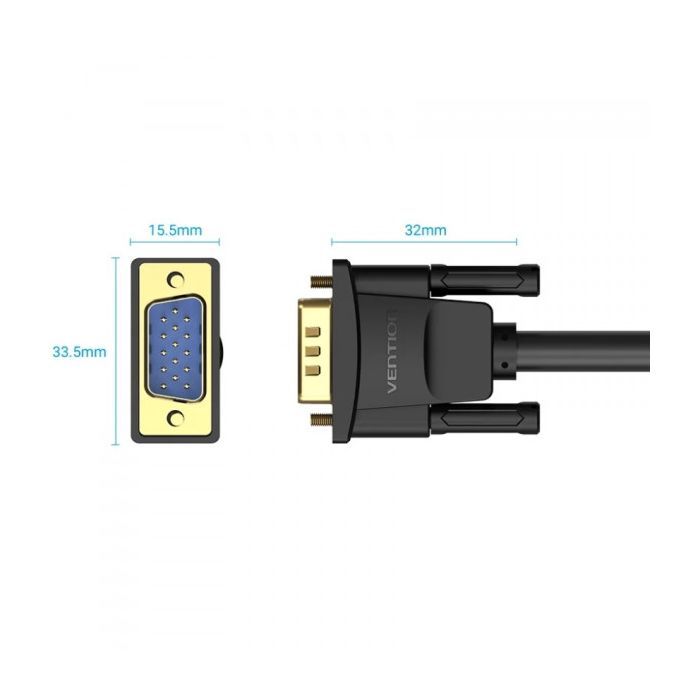 Кабель мультимедийный VGA M to VGA M 1.0m ferrite black Vention (DAEBF) изображение 4