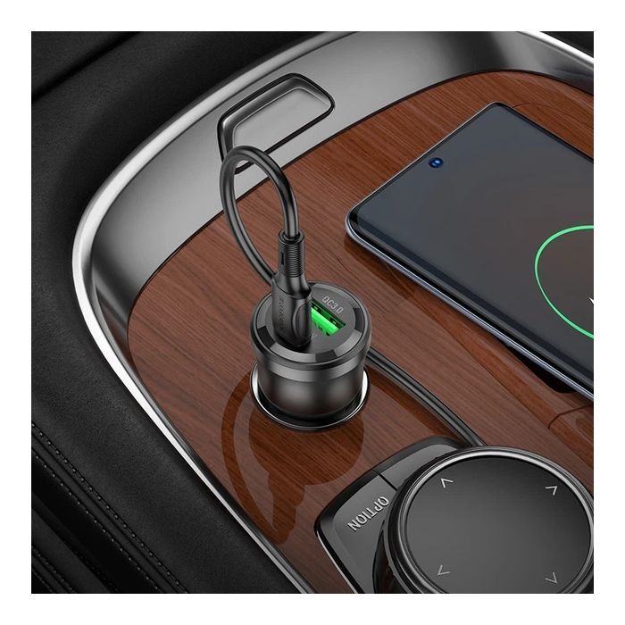 Зарядний пристрій BOROFONE 1xUSB-C PD + 1xUSB 38W car adapter transparent black (6941991106965) зображення 7