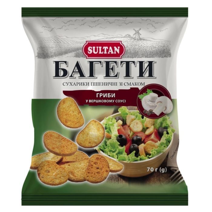 Сухарики Sultan пшеничные со вкусом грибов в сливочном соусе 70 г (slt.51226)