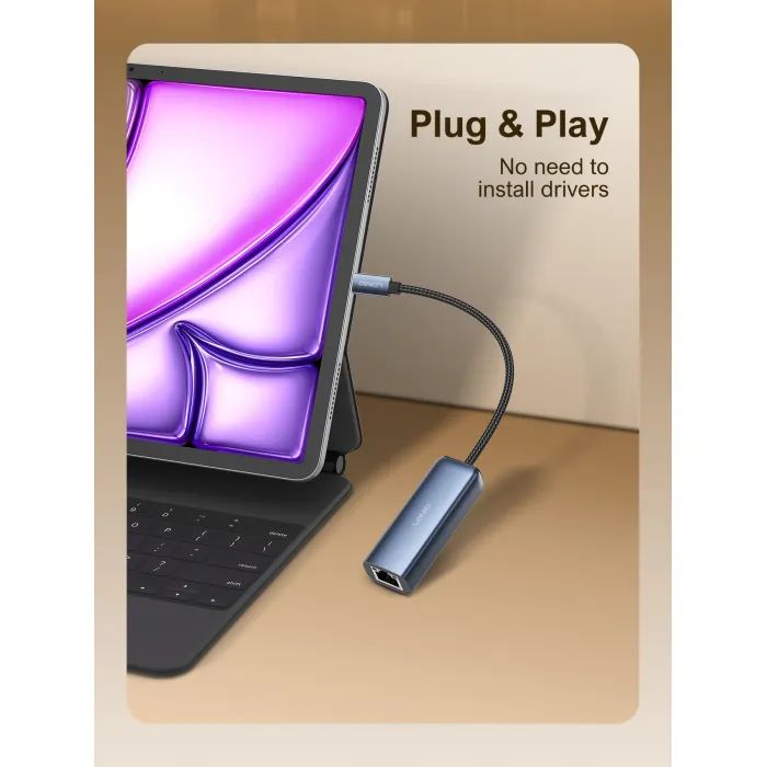 Перехідник USB-C to RJ45 Ethernet 1000Mbps LDNIO (RJ-01C) зображення 2
