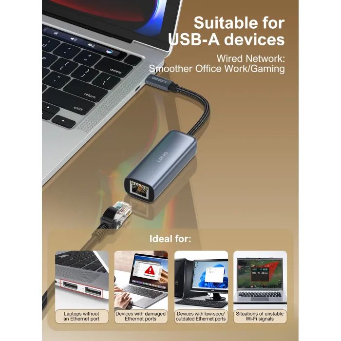 Перехідник USB-C to RJ45 Ethernet 1000Mbps LDNIO (RJ-01C) зображення 3