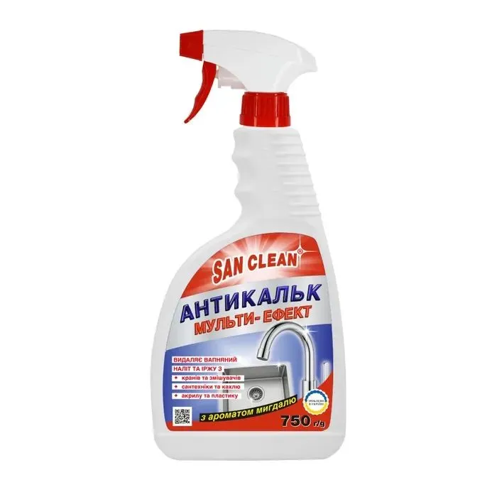Спрей для чистки ванн San Clean Антикальк Мульти-эффект 750 г (4820003546215)