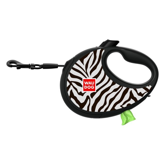 Поводок для собак WAUDOG R-leash з контейнером для пакетів "Зебра", світловідбивна стрічка L (257-0055) изображение 2