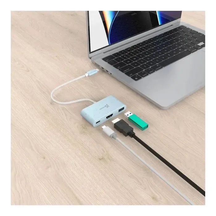 Концентратор J5create USB-C 3-in-1 1xHDMI + 1xUSB 3.2 + 1xUSB-C PD100W blue (JCA379EC-N) изображение 4