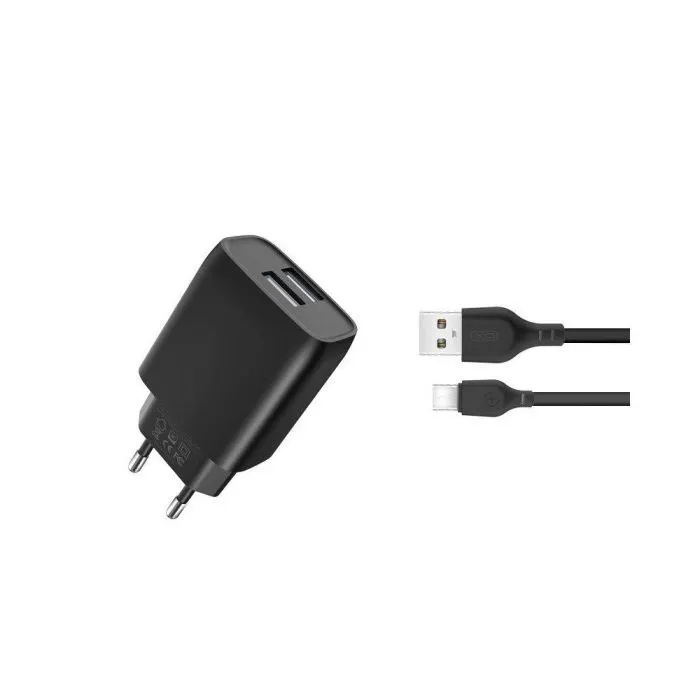 Зарядное устройство XO L54 2xUSB 12W + cable USB to Lightning black (XO-L57-LGHT-BK)