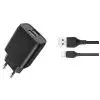 Зарядное устройство XO L54 2xUSB 12W + cable USB to Lightning black (XO-L57-LGHT-BK)