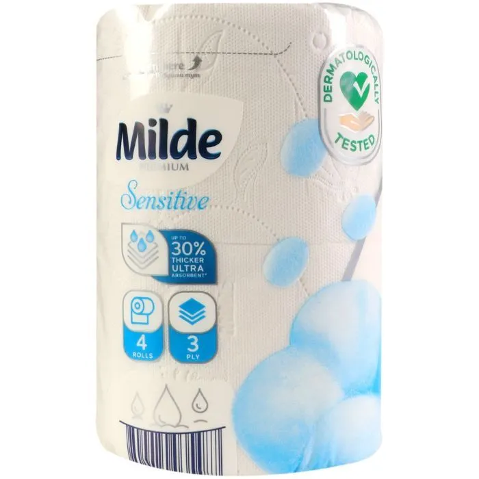 Туалетний папір Milde Sensitive 3 шари 4 рулони (3800024035487) зображення 3
