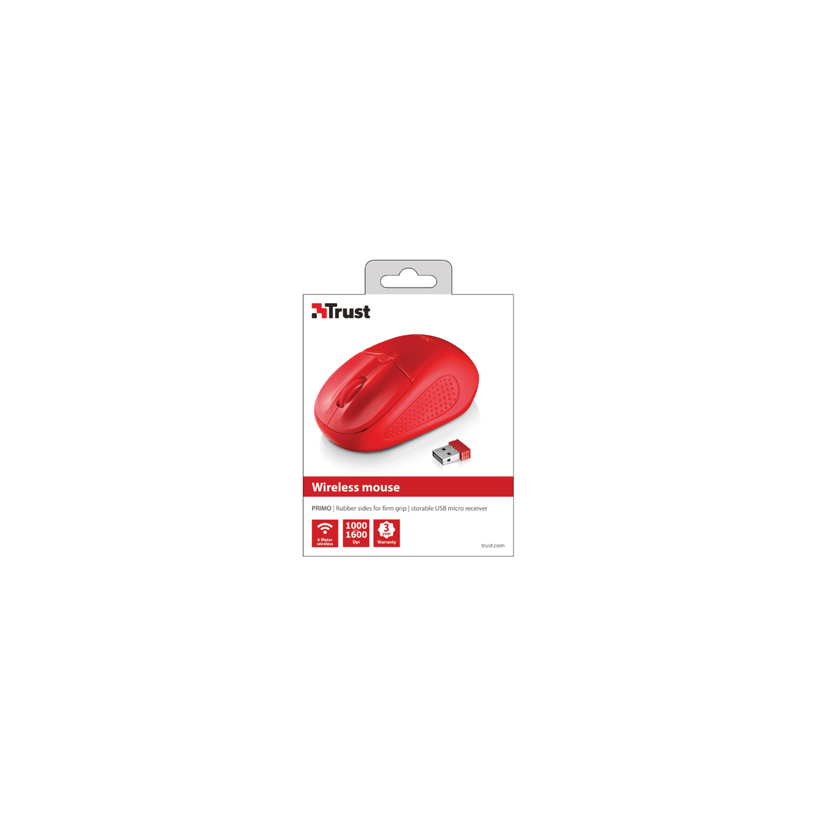 Мышка Trust Primo Wireless Mouse Red (20787) изображение 5