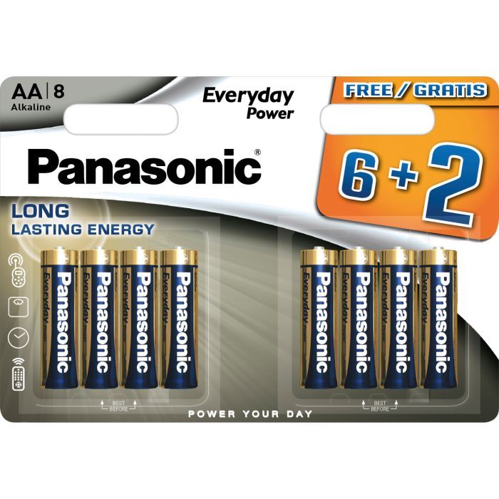 Батарейка Panasonic AA LR6 Everyday Power * 8(6+2) (LR6REE/8B2F)