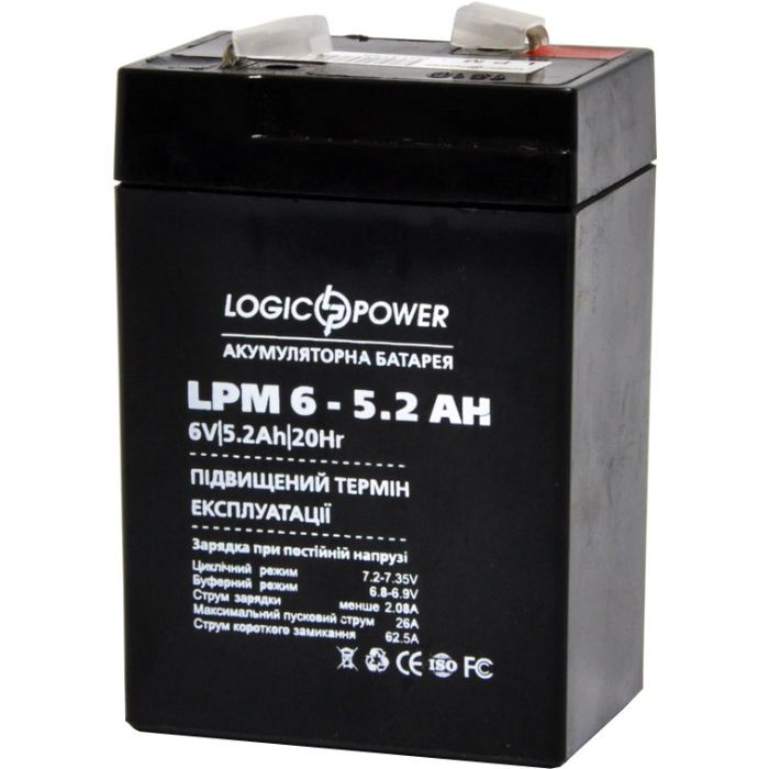 Батарея к ИБП LogicPower LPM 6В 5.2 Ач (4158) изображение 3