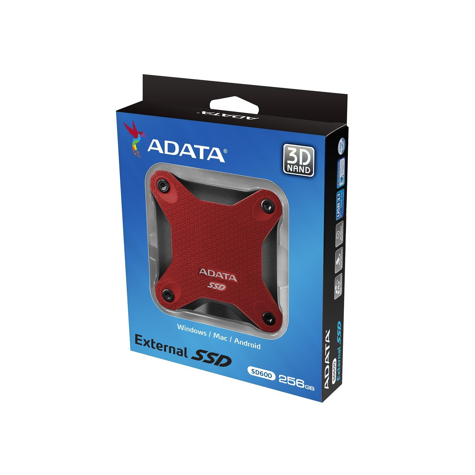 Накопичувач SSD USB 3.1 256GB ADATA (ASD600-256GU31-CRD) зображення 4