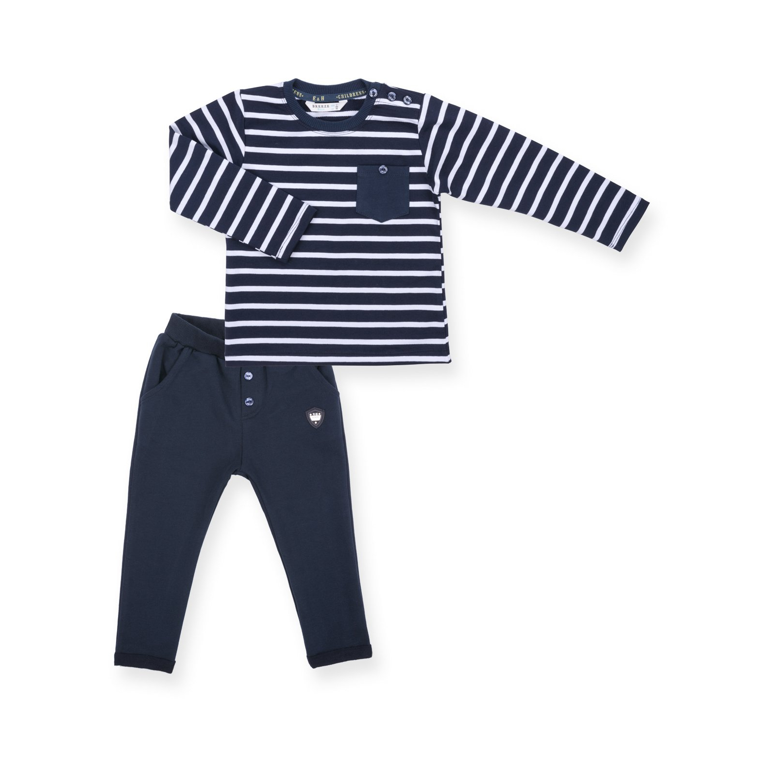 Набір дитячого одягу Breeze в смужку і з кишенькою (8999-86B-darkblue)