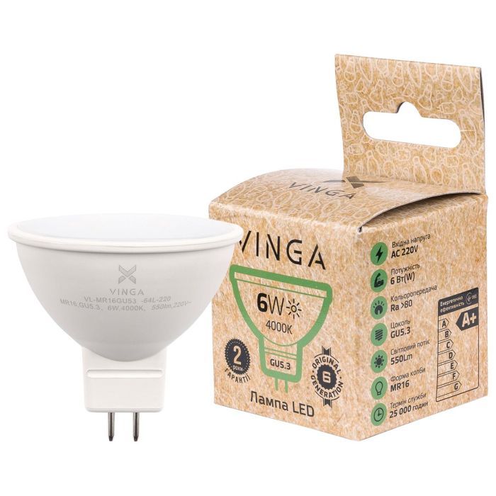 Лампочка Vinga VL-MR16GU53-64L-220 изображение 3