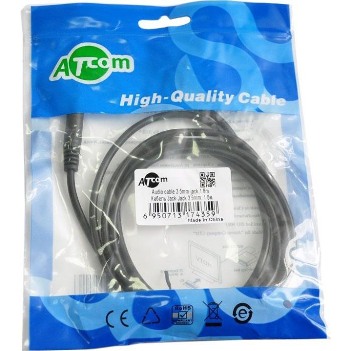 Кабель мультимедийный Jack 3.5mm male/Jack 3.5mm male 3,0m Atcom (17436) изображение 2