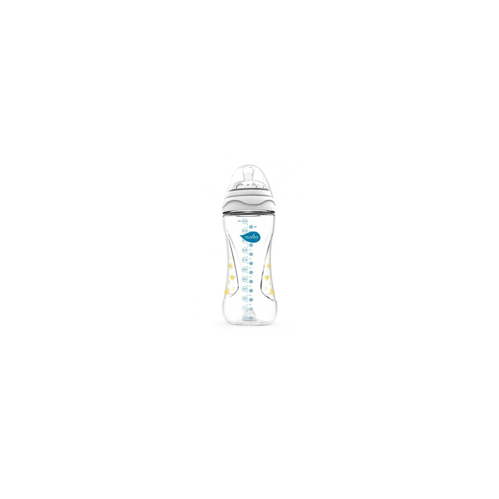 Пляшечка для годування Nuvita Mimic 330 мл 4м+ антиколиковая, белая (NV6050White)