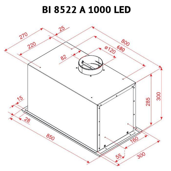 Витяжка кухонна Perfelli BI 8522 A 1000 I LED зображення 5