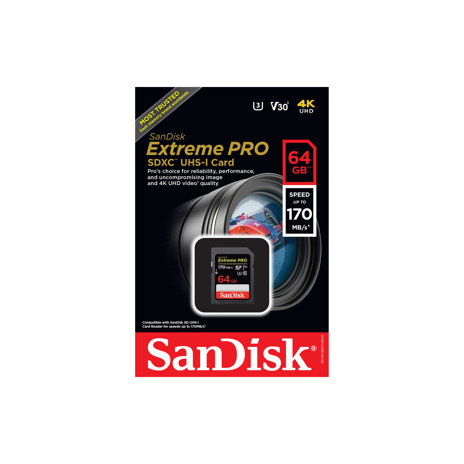 Карта памяти SanDisk 64GB SDXC class 10 V30 UHS-I U3 Extreme Pro (SDSDXXY-064G-GN4IN) изображение 4