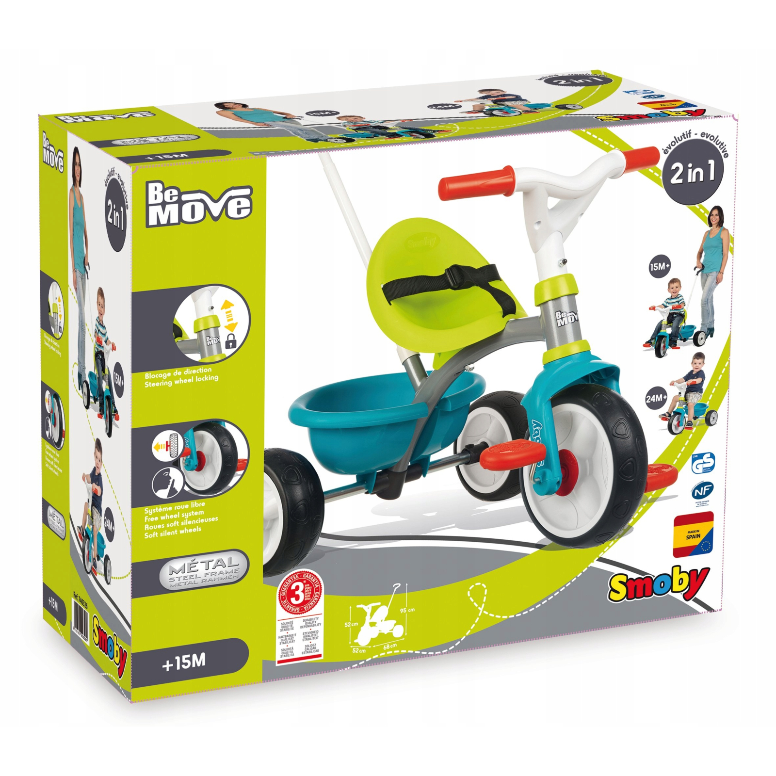 Дитячий велосипед Smoby Be Move з багажником Блакитно-зелений (740326) зображення 4