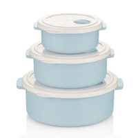 Пищевой контейнер Bager набор 3шт кругл. 0.75л/1.5л/2.75л White/Blue (BG-421 B)