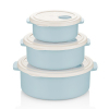 Пищевой контейнер Bager набор 3шт кругл. 0.75л/1.5л/2.75л White/Blue (BG-421 B)