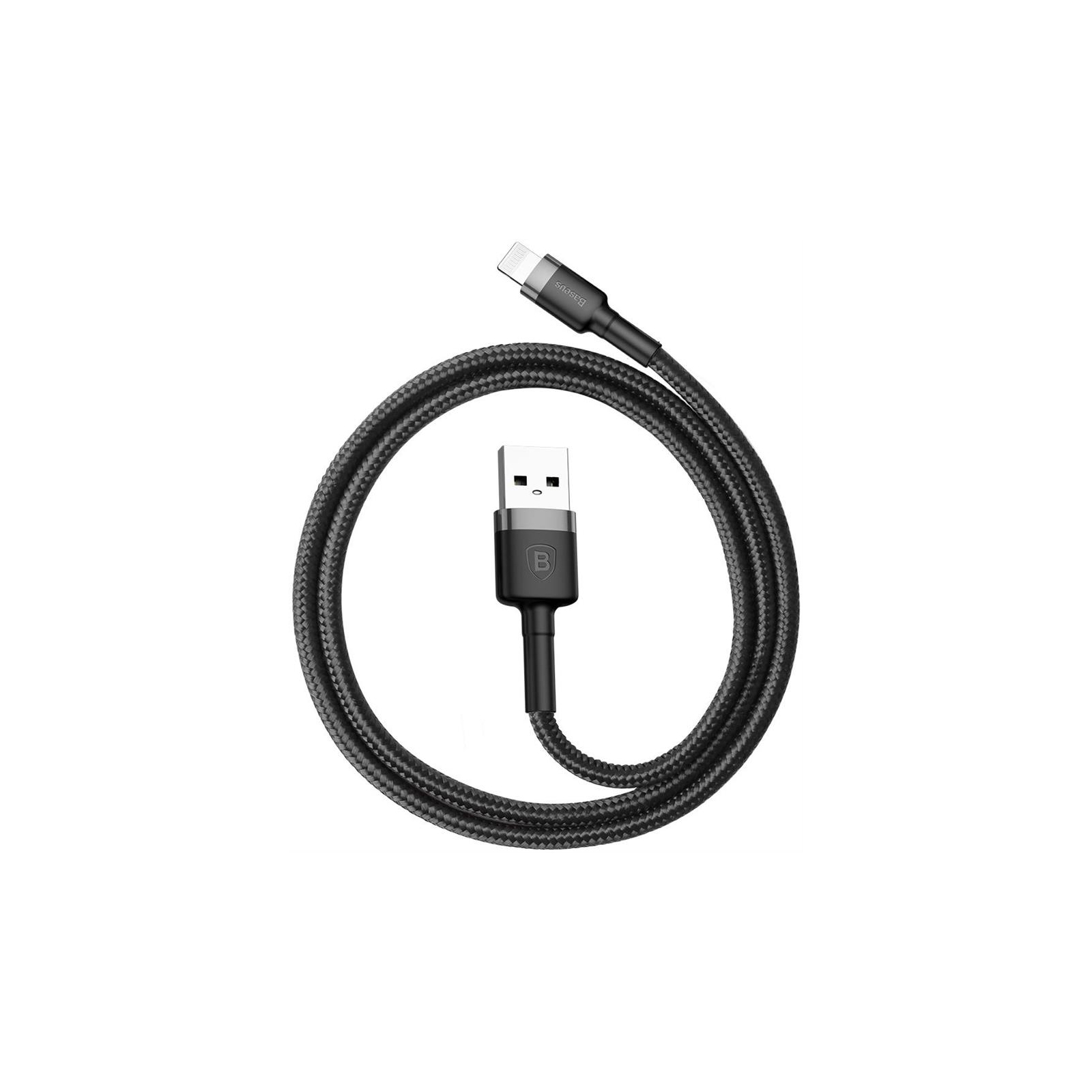 Дата кабель USB 2.0 AM to Lightning 1.0m Cafule 2.4A gray+black Baseus (CALKLF-BG1) зображення 3