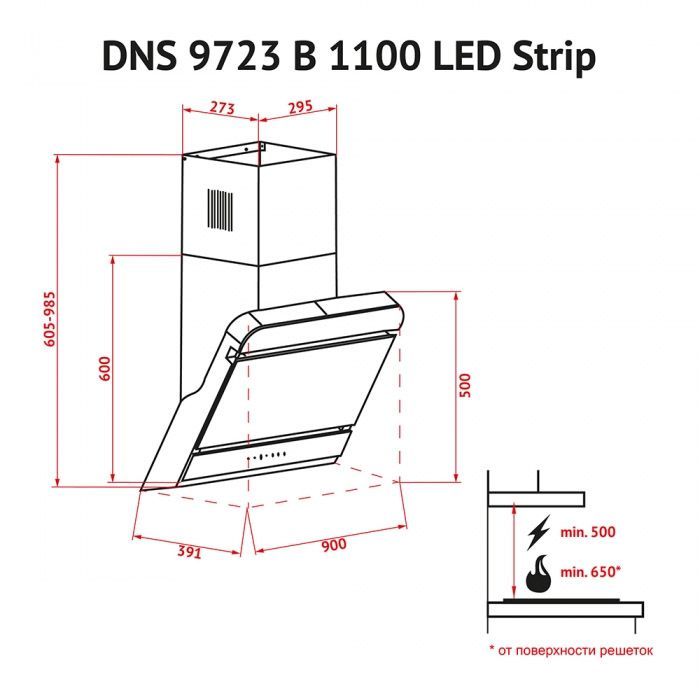 Витяжка кухонна Perfelli DNS 9723 B 1100 BL LED Strip зображення 7