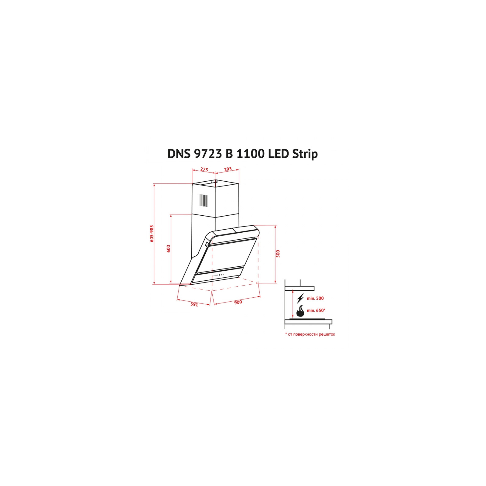 Вытяжка кухонная Perfelli DNS 9723 B 1100 BL LED Strip изображение 7