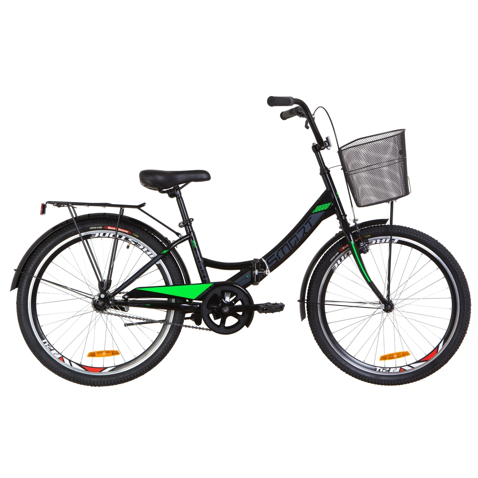 Велосипед Formula 24" SMART Vbr рама-15" St 2020 серо-зелёный с черным, багажн (OPS-FR-24-228)