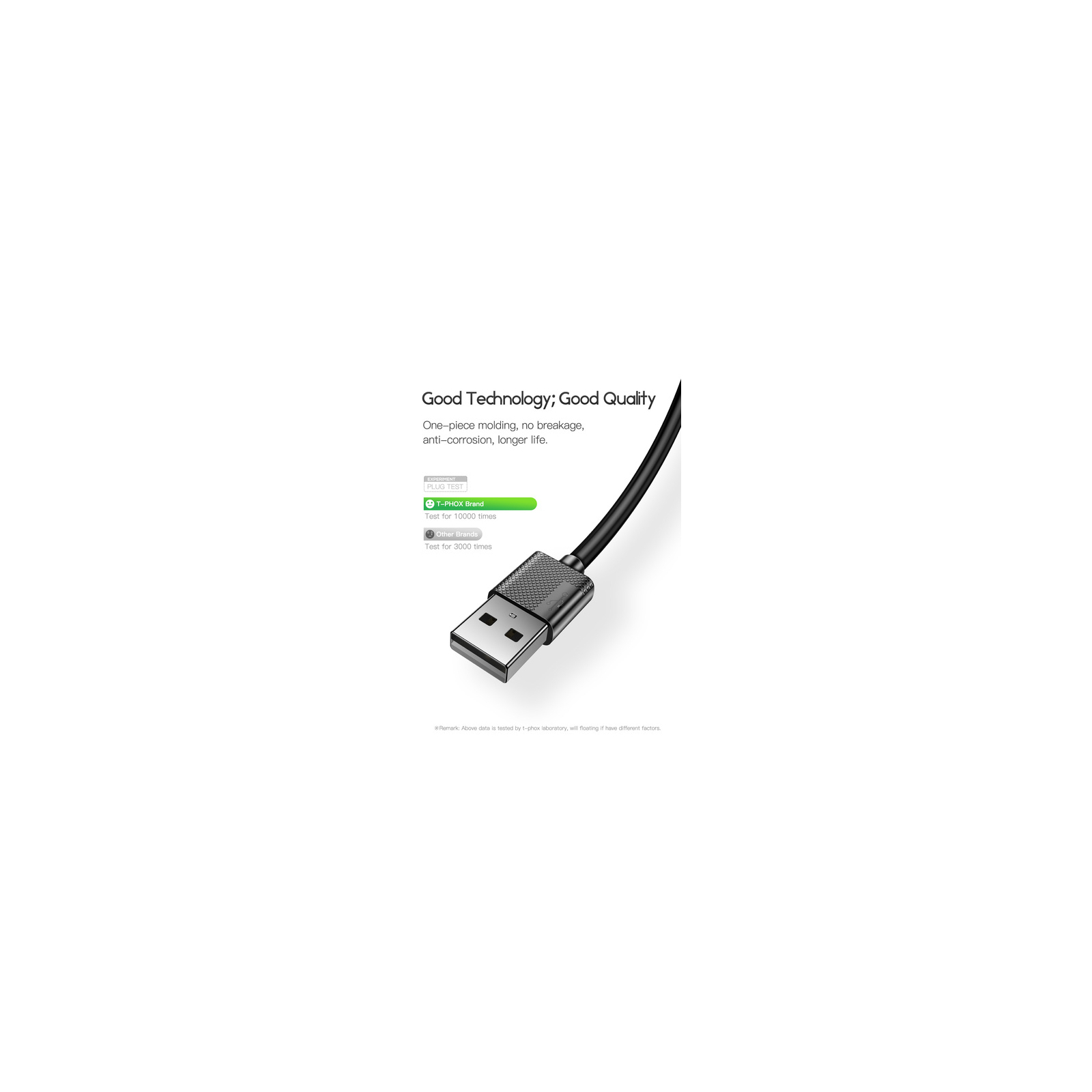Дата кабель USB 2.0 AM to Lightning 1.2m Nets T-L801 Black T-Phox (T-L801 black) зображення 4