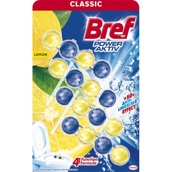 Туалетний блок Bref Сила Актив Лимон 4 х 50 г (9000101308969/9000101308907)