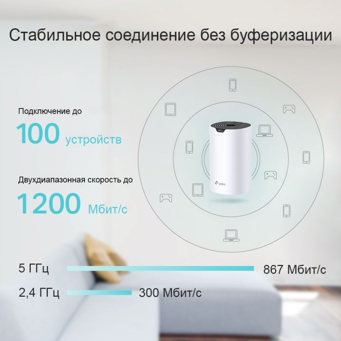 Точка доступа Wi-Fi TP-Link DECO S4 3 pcs AC1200, 2xGE LAN/WAN, MESH (DECO-S4-3-PACK) изображение 6
