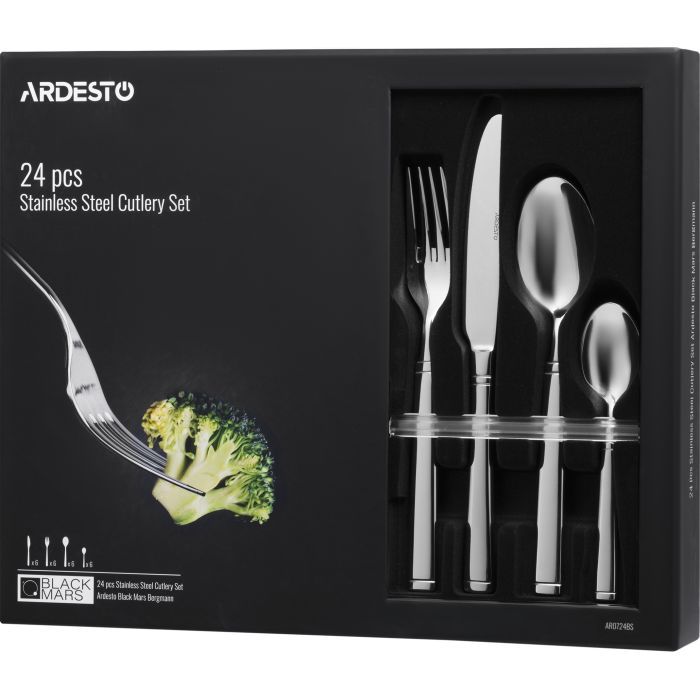 Набір столових приборів Ardesto Black Mars Bordeaux 24 предмета (AR0724BS) зображення 7
