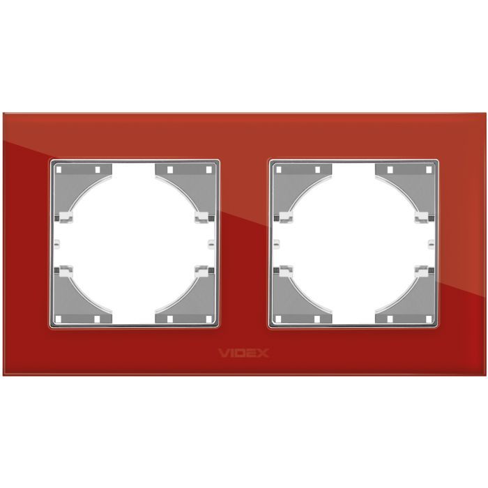 Рамка Videx BINERA червоне скло 2 пости (VF-BNFRG2H-RD) зображення 2