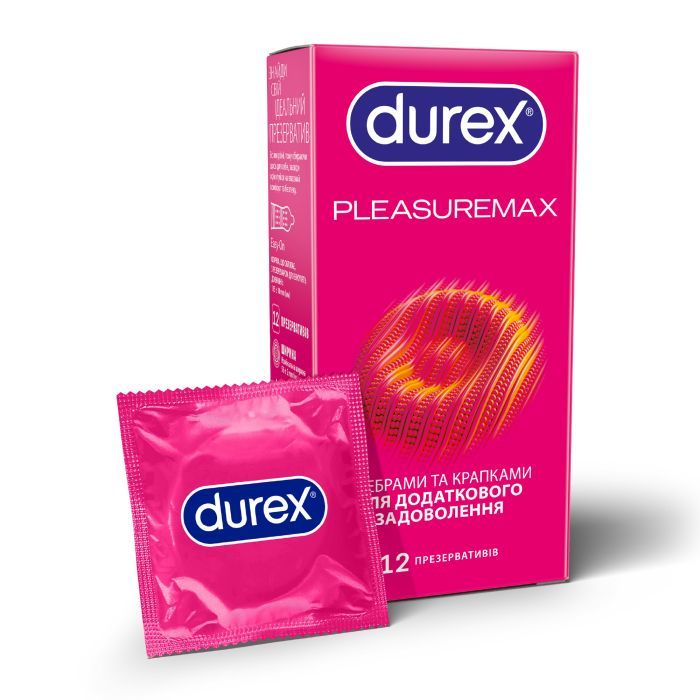 Презервативы Durex Pleasuremax с силиконовой смазкой с ребрами и точками 12 шт. (5038483204016)