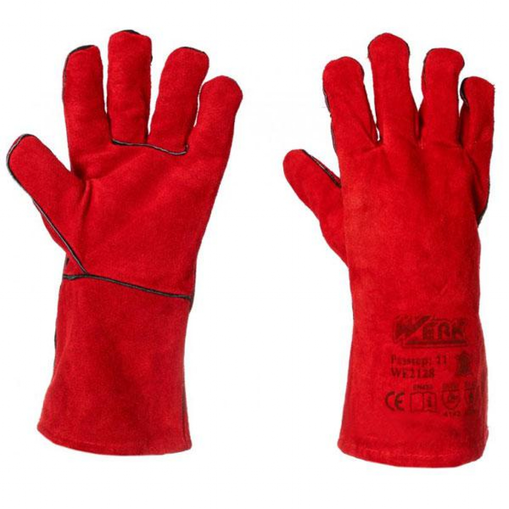 Защитные перчатки Werk замшевые (красные) с подвеской (68083)