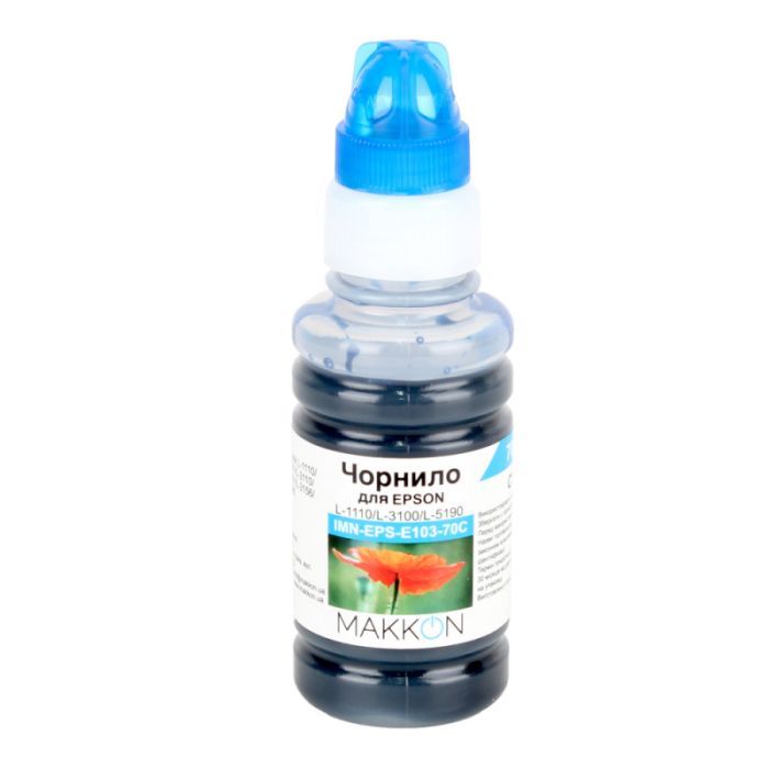 Чернила Makkon для Epson EcoTank L-1110/L-3100/L-3150 70 мл cyan (IMN-EPS-E103-70C)