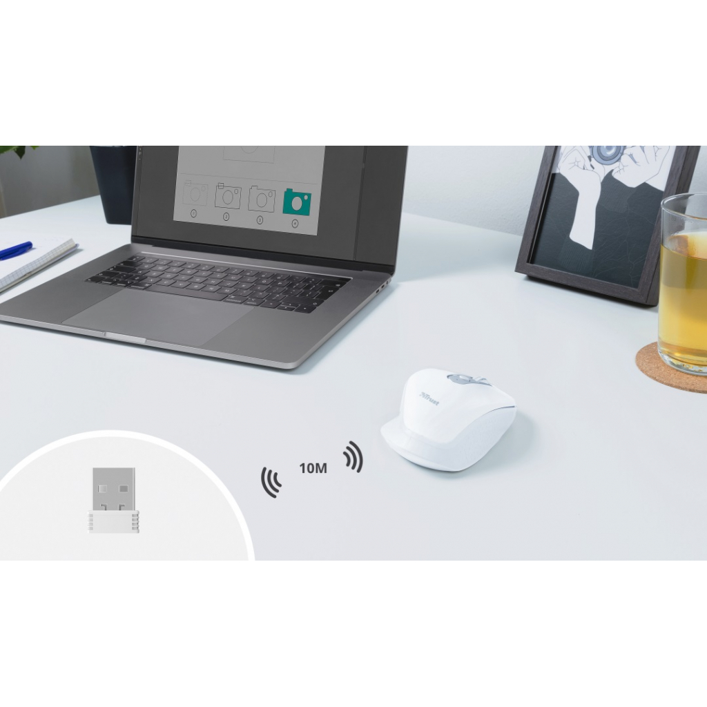 Мышка Trust Ozaa Rechargeable Wireless White (24035) изображение 3