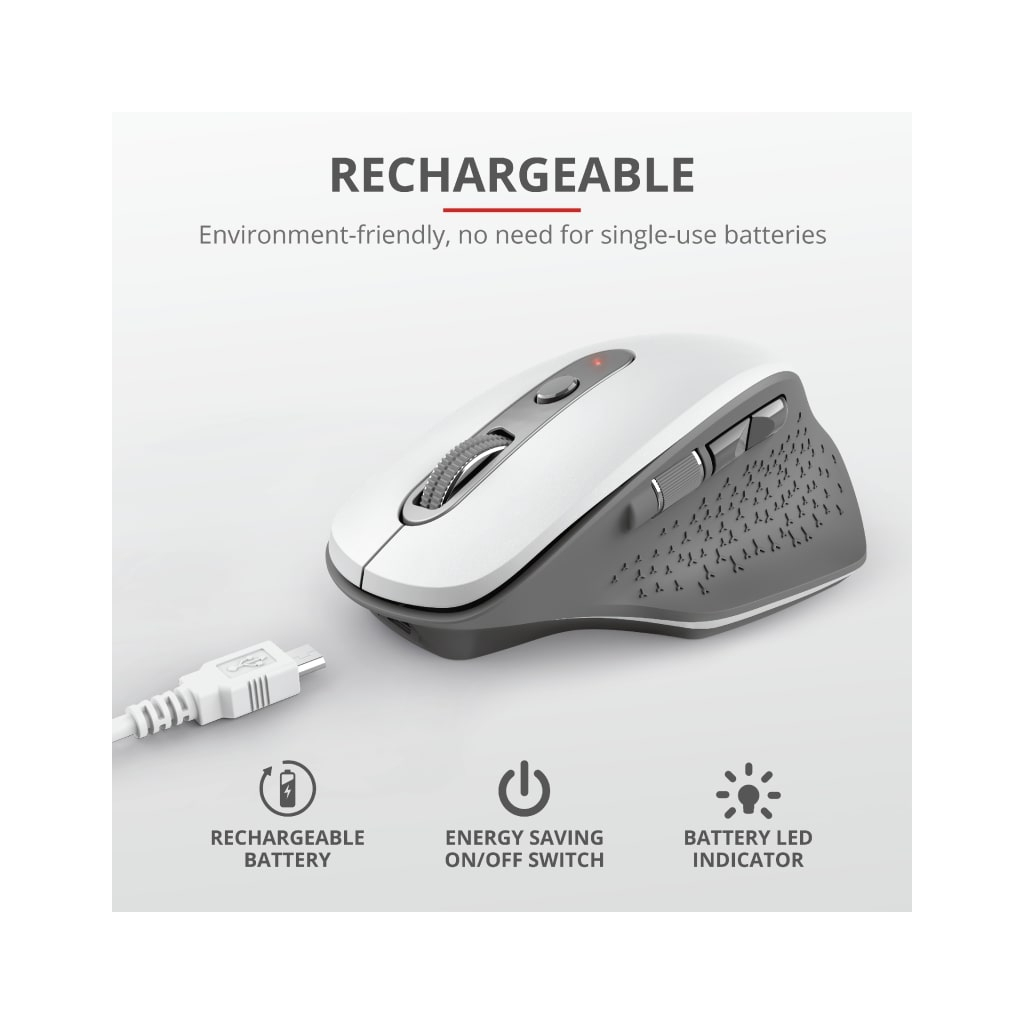 Мишка Trust Ozaa Rechargeable Wireless White (24035) зображення 5
