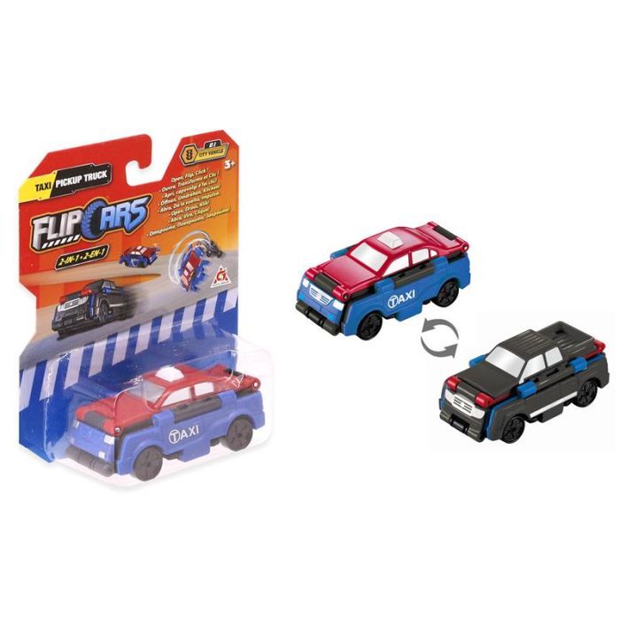 Масштабная модель автомобиля Flip Cars 2 в 1 Такси и Пикап (EU463875-09)