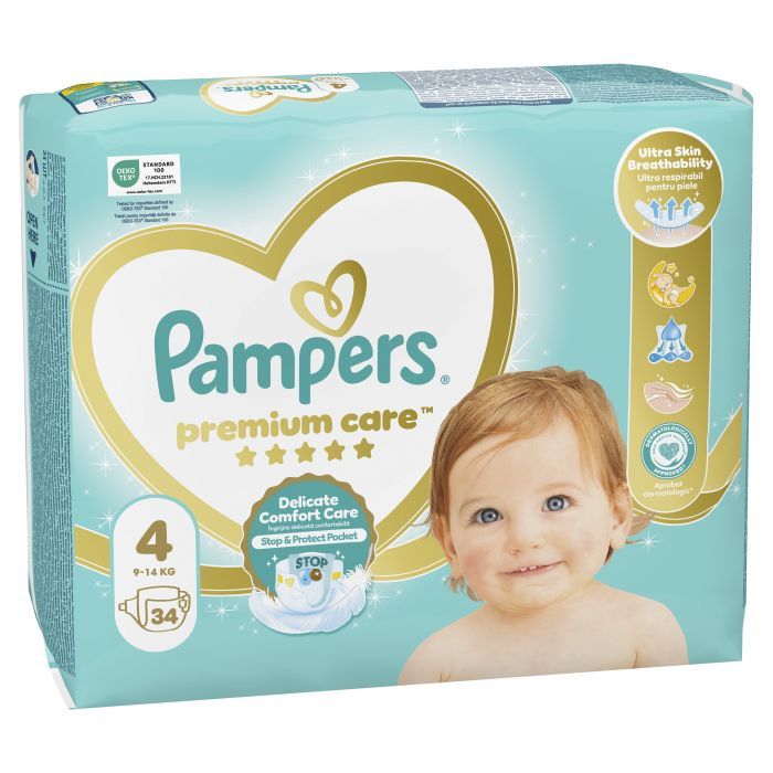 Підгузки Pampers Premium Care Maxi Розмір 4 (9-14 кг) 52 (4015400278818) зображення 2