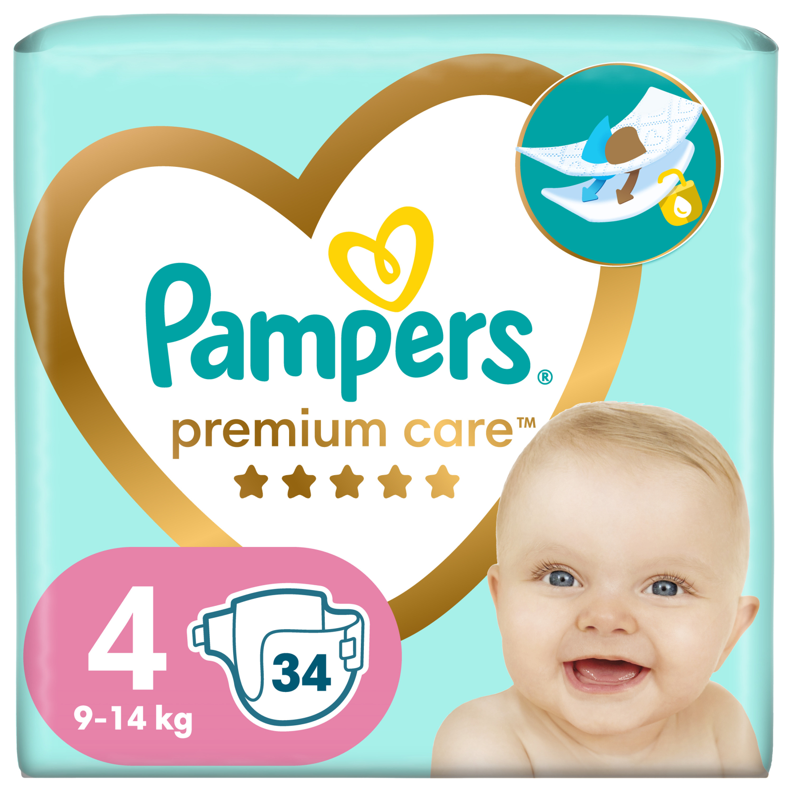Підгузки Pampers Premium Care Maxi Розмір 4 (9-14 кг) 34 шт (8001090379368)