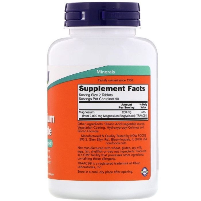 Минералы Now Foods Глицинат Магния, Magnesium Glycinate, 180 таблеток (NOW-01289) изображение 2