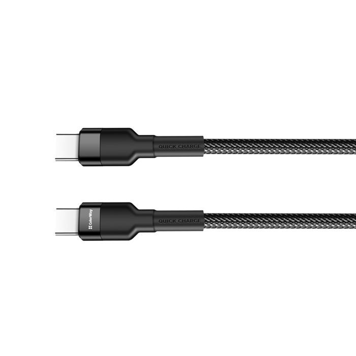 Дата кабель USB-C to USB-C 1.0m 3.0A black ColorWay (CW-CBPDCC047-BK) зображення 5