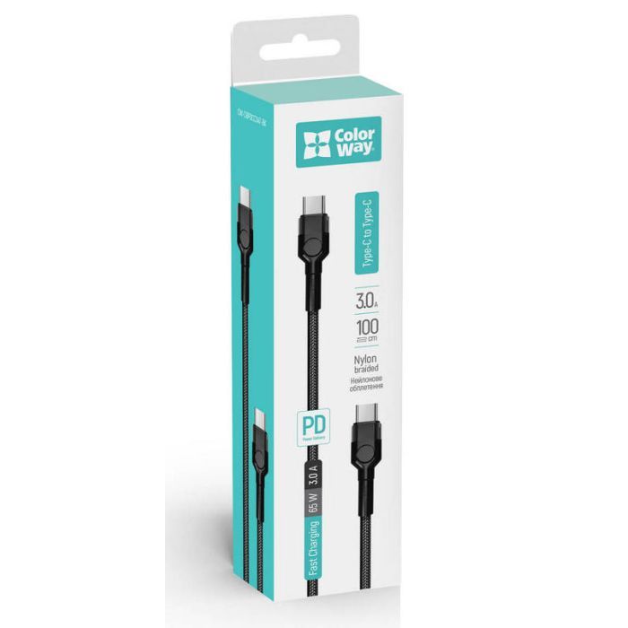 Дата кабель USB-C to USB-C 1.0m 3.0A black ColorWay (CW-CBPDCC047-BK) зображення 7