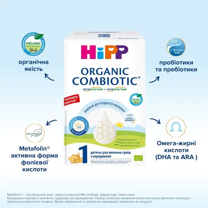 Дитяча суміш HiPP Organic Combiotic 1 початкова 900 г (9062300138754) зображення 3