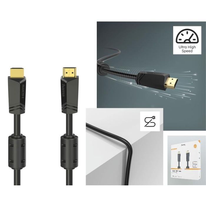 Кабель мультимедийный HDMI M to HDMI M 10.0m 4K Ethernet gold black Hama (00205009) изображение 4